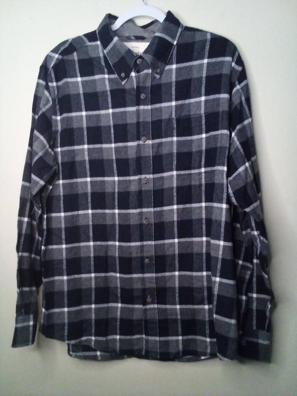 Weatherproof Shirt Men L Button Down Long Sleeve Plaid Black Gray